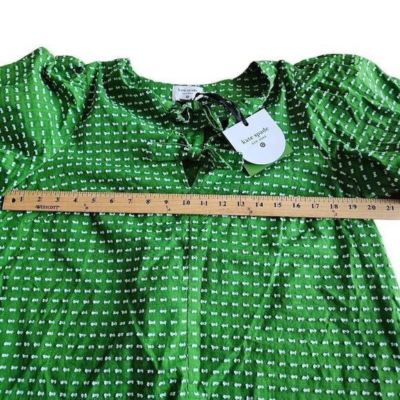 Kate Spade New York X target Sz M green textured polkadot puff sleeve blouse new - Picture 5 of 9